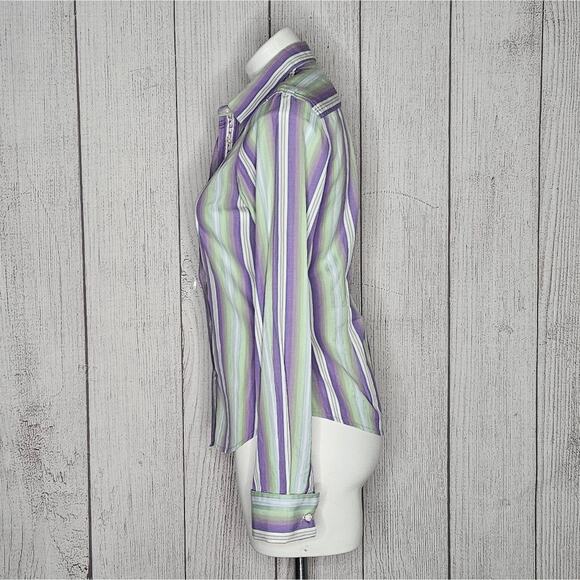 Robert Graham Purple & Green Button Down Shirt with Paisley Flip Cuffs, size 4 - Picture 4 of 8